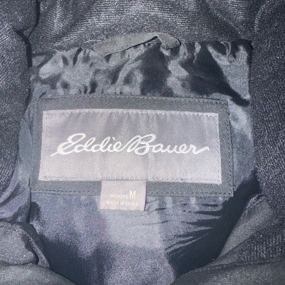 Eddie Bauer plaid down fur hoodie vest size Medium - Picture 3 of 5